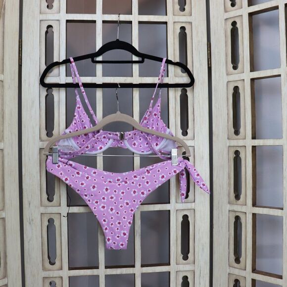 Zaful Purple Floral Print Bikini Set 8 New - Picture 2 of 6